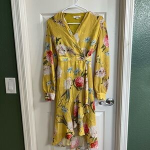 Yumi Kim Yellow Floral Long Sleeve Dress